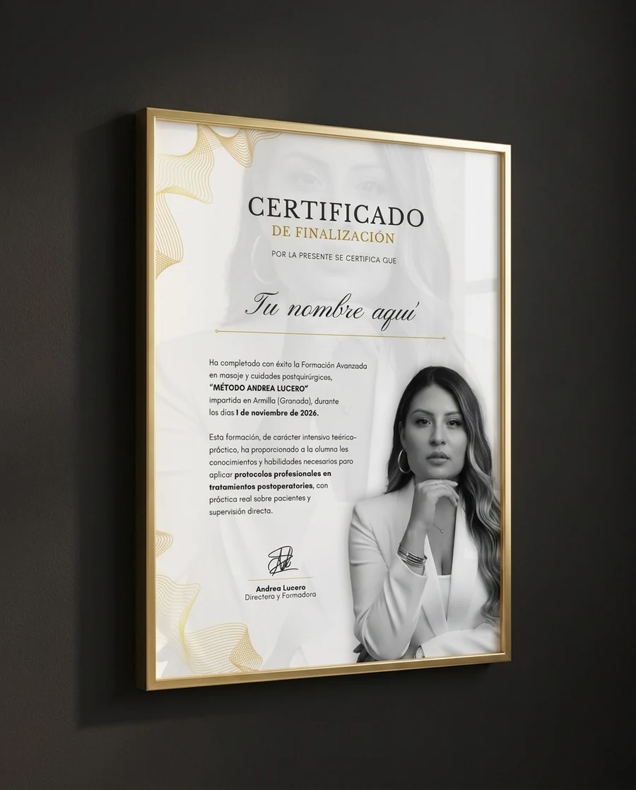 Certificado de finalización del Método Andrea Lucero, impartido en Armilla (Granada)